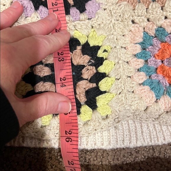 Free people Ambrose crochet sweater pullover granny square dropped sleeve - Picture 7 of 8